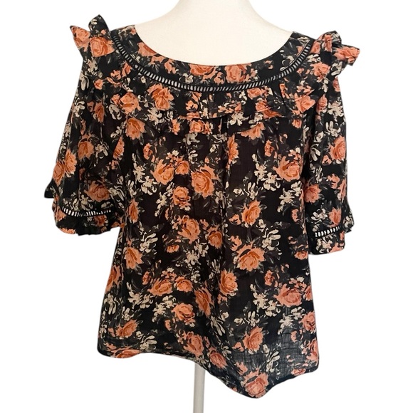Free Peoplele Floral Ruffle Cropped Blouse - Picture 5 of 11
